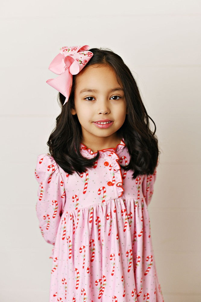 Swoon Baby Girls Butterknit Dress - Pink Candy Canes Print
