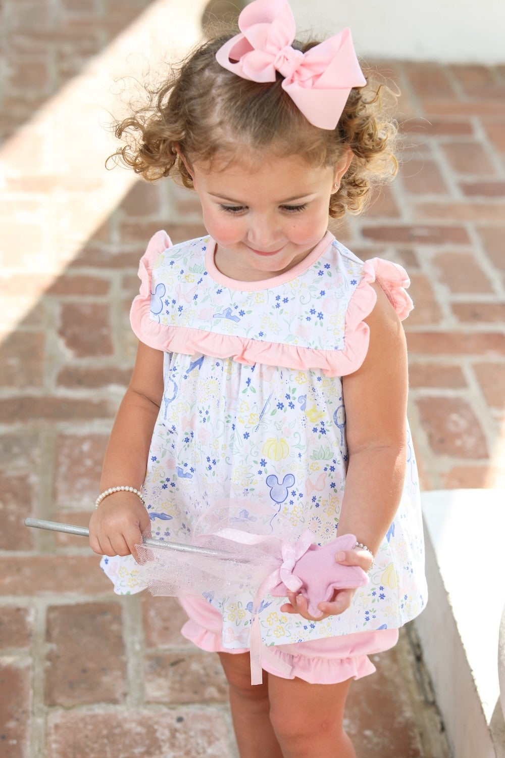 Trotter Street Kids Toddler Girls Pink Enchanted Mouse Bloomers Set