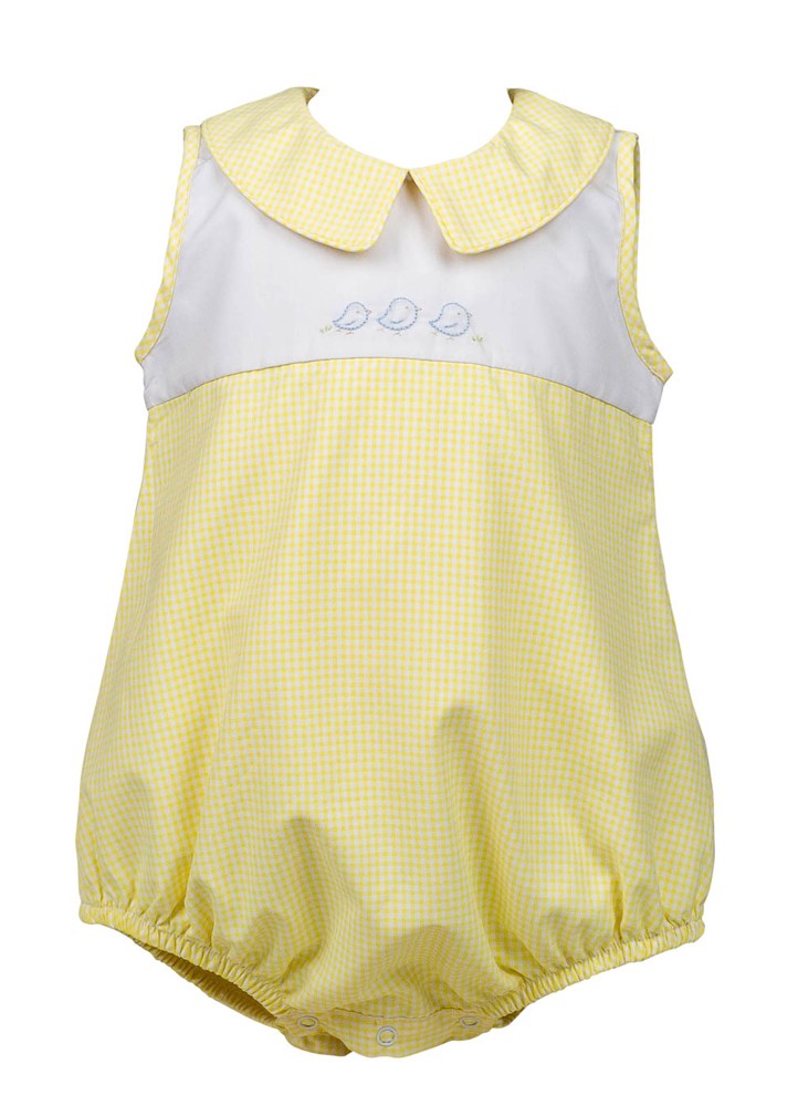 Proper Peony Baby Boys Bubble - Yellow Check Clary Easter Chicks