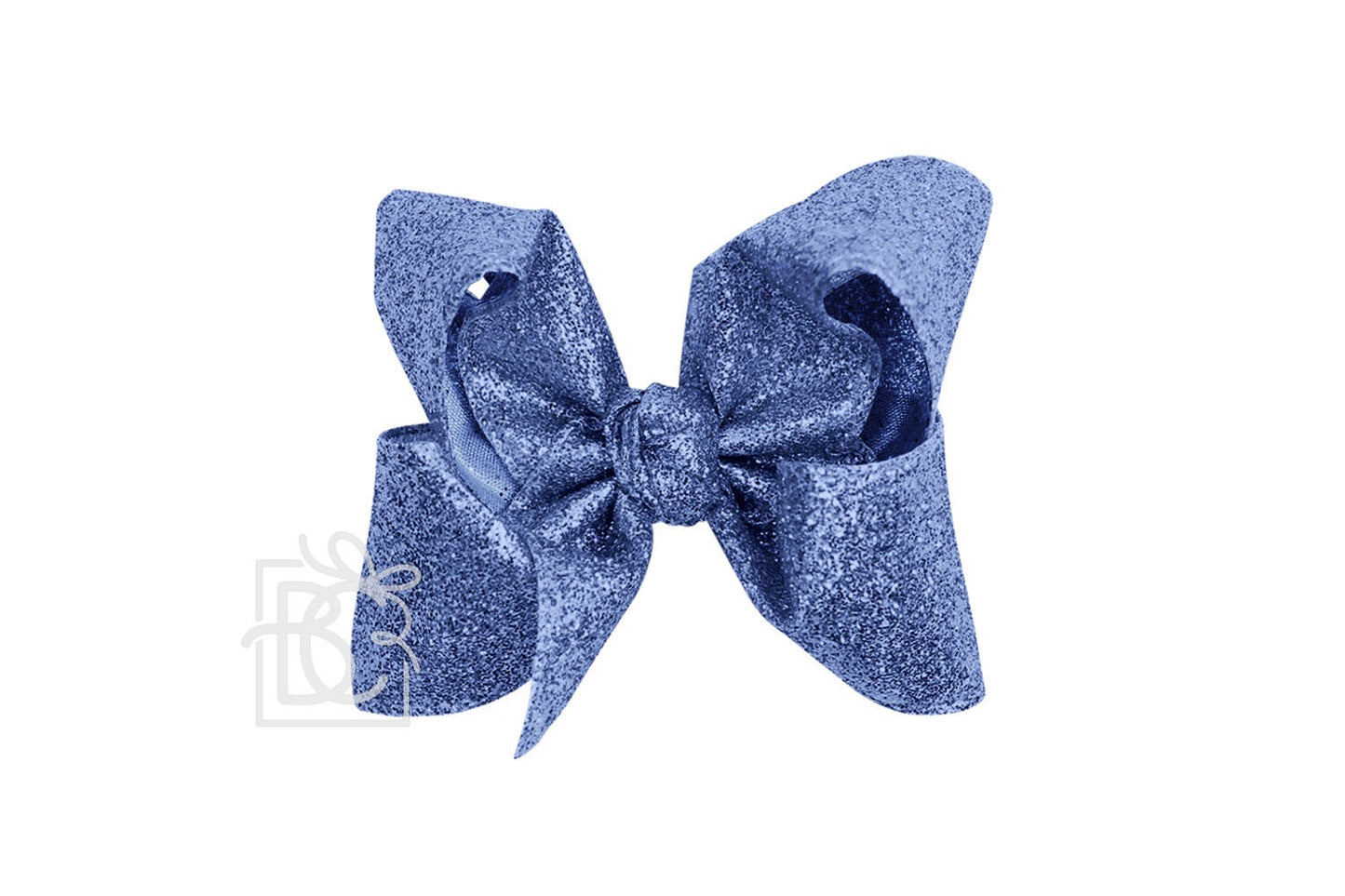 Beyond Creations Girls Hair Bow on Clip - Gum Drop Glitter Metallic Ribbon - Copenhagen Blue