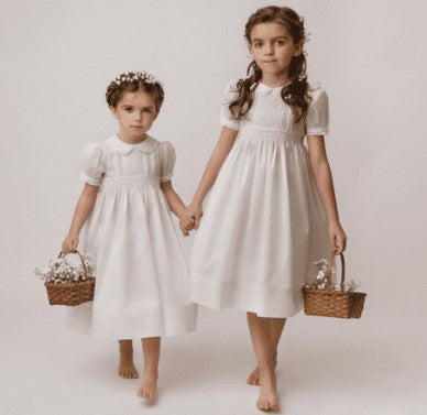 Feltman Brothers Girls Flower Girl Dress with Sash - White