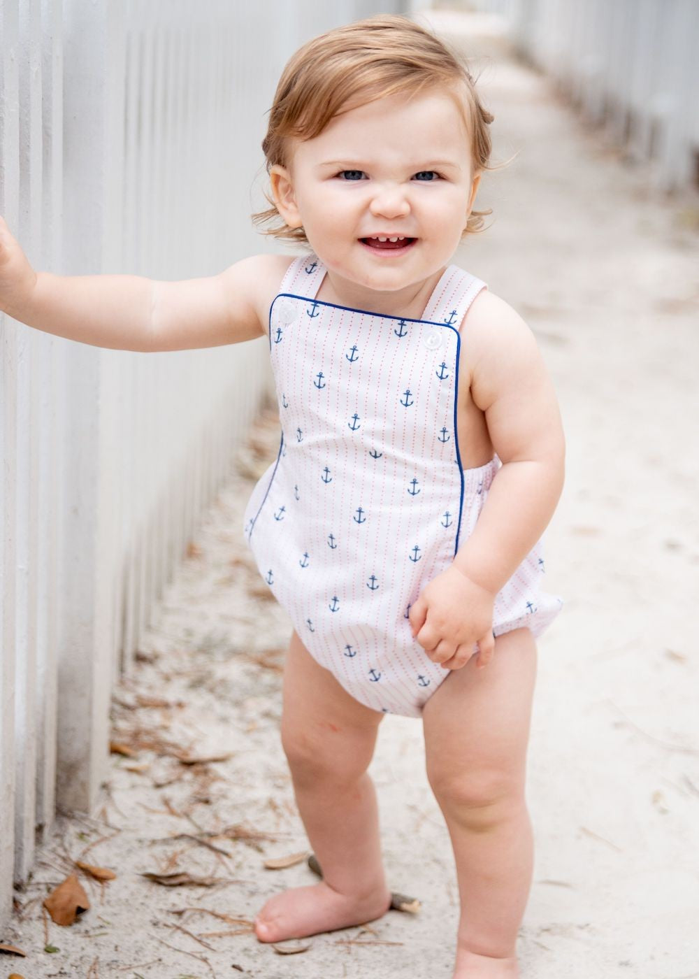 James & Lottie Baby Boys Blue Anchors Print Miller Bubble