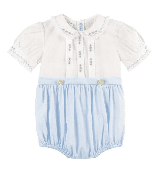 Feltman Brothers Baby Girls Embroidered Bubble - White / Blue by Feltman Brothers