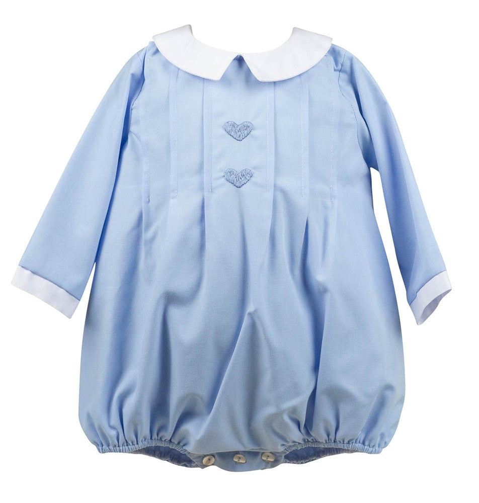 Proper Peony Baby Boys Bubble - Blue Cherub Valentine Hearts