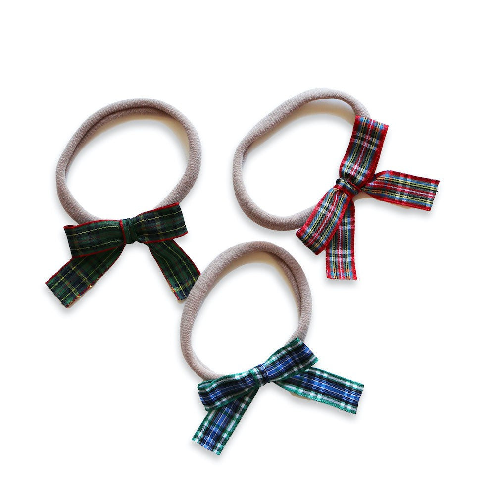 Eva's House Girls Set of 3 Tartan Plaid Hair Ties Bows