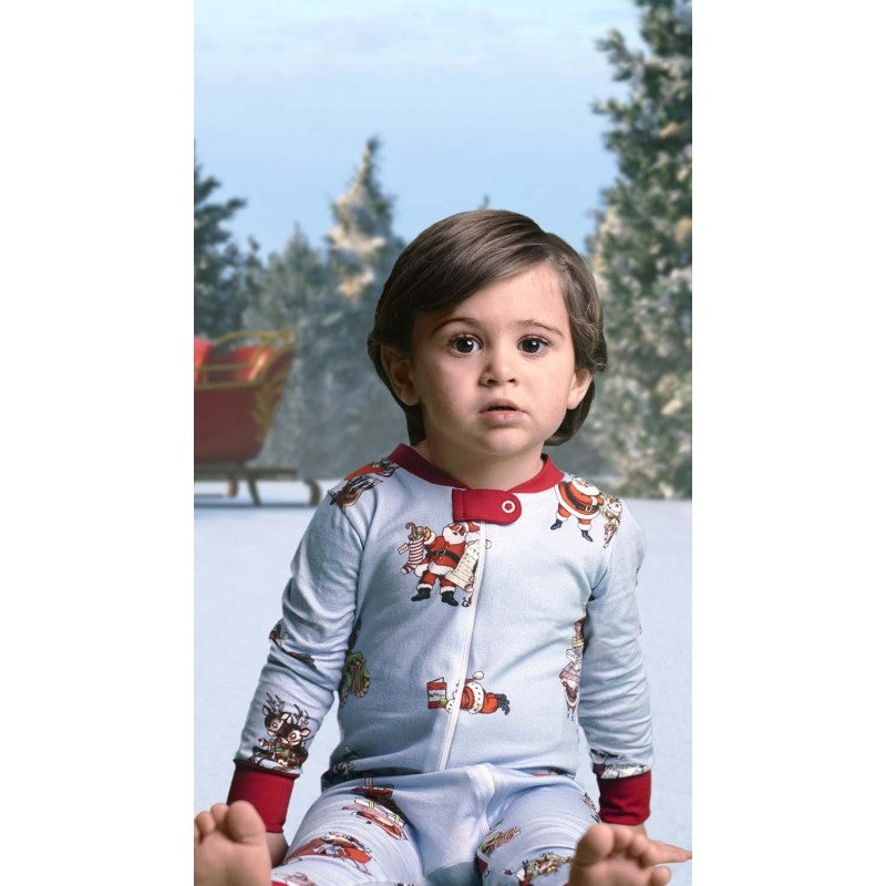 Sal & Pimenta Boys Pajamas - One Piece - Busy Santa Blue