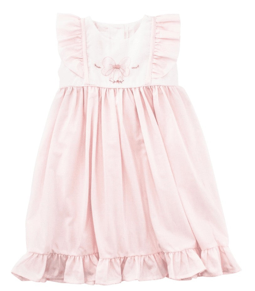Bailey Boys Girls Shadow Stitch Embroidery Bow Dress - Pink by Bailey Boys
