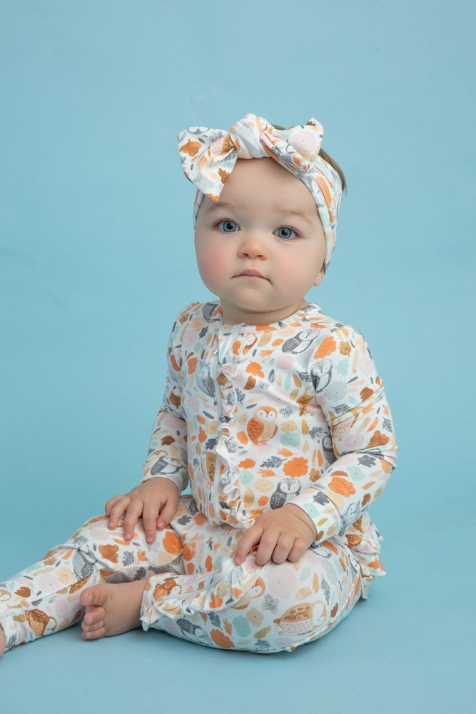 Angel Dear Baby Girls Bow Headband - Autumn Owls by Angel Dear
