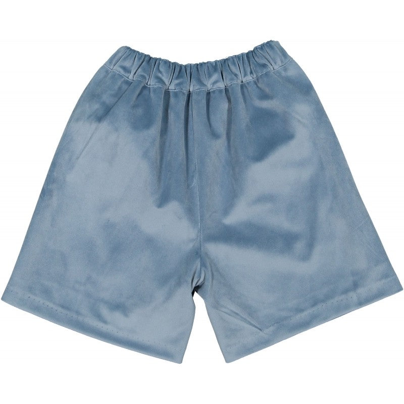 Sal & Pimenta Boys Dressy Velvet Shorts - Dusty Blue