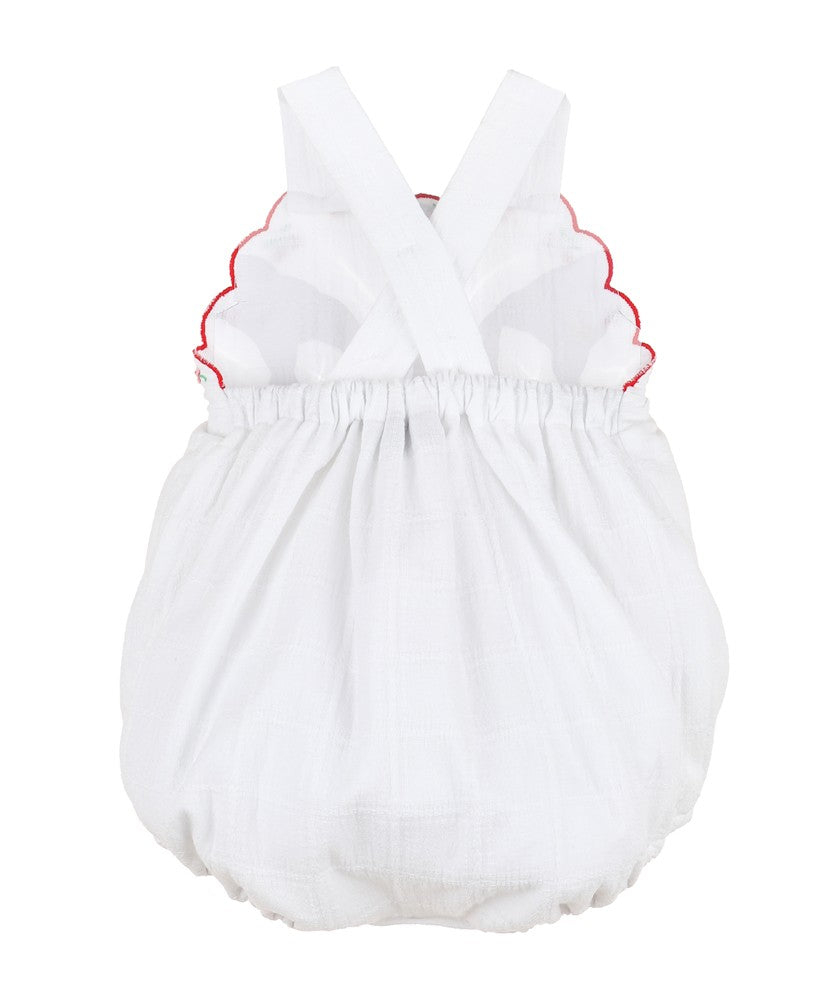 Sophie & Lucas Girls Summer Berries Sunsuit Bubble - White