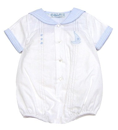 Feltman Brothers Infant Boys 23929 White Bubble with Blue Sailor Collar and Boat