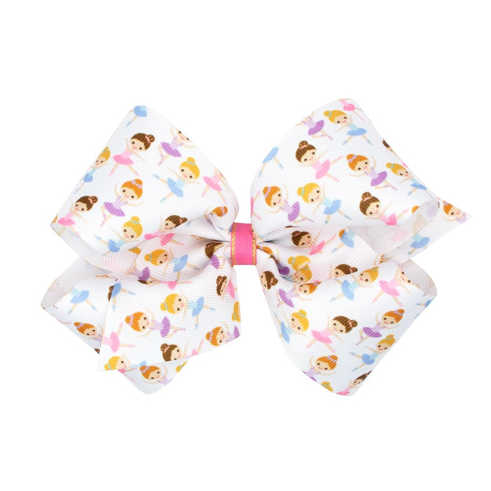 Wee Ones Girls Hair Bow on Clip - Ballet Dancers Ballerinas Print by Wee Ones