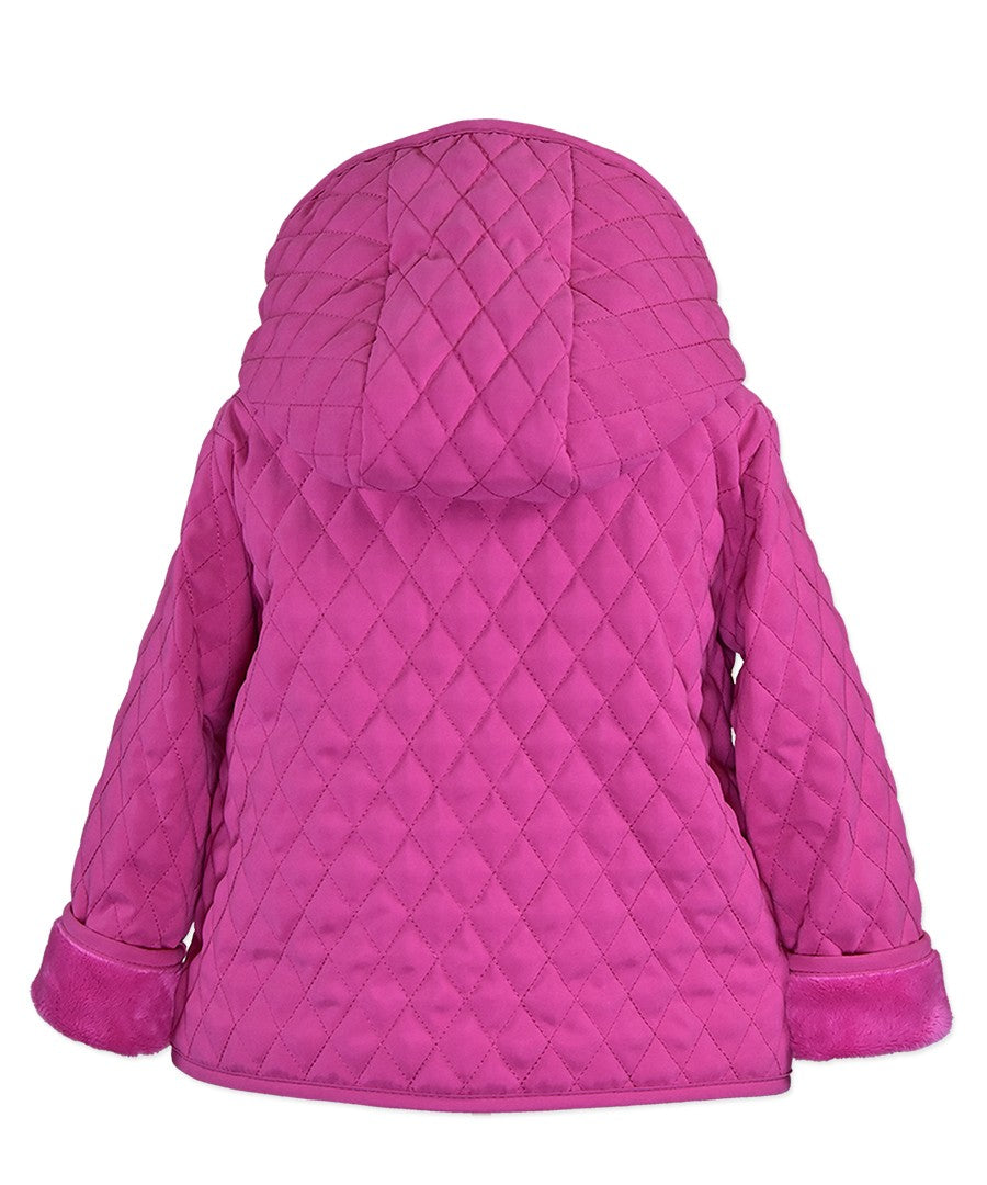 Widgeon Girls Hooded Quilted Barn Jacket Coat - Magenta Hot Pink