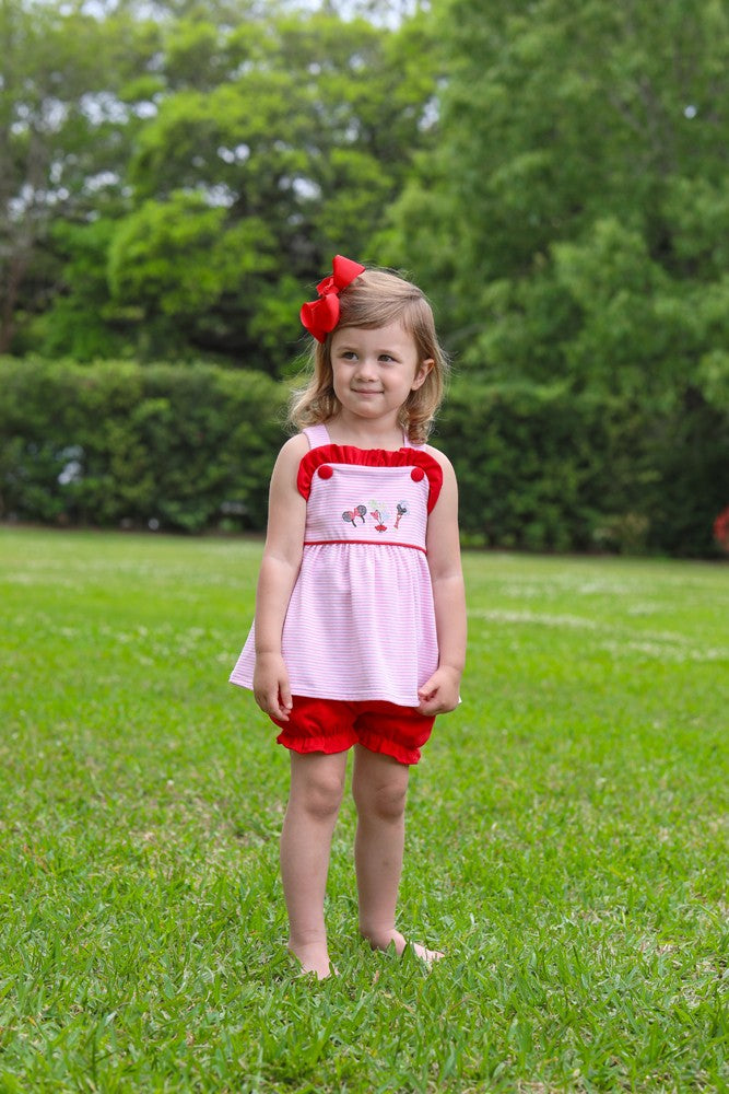 Trotter Street Kids Girls Pink Mouse Embroidery Bloomers Set