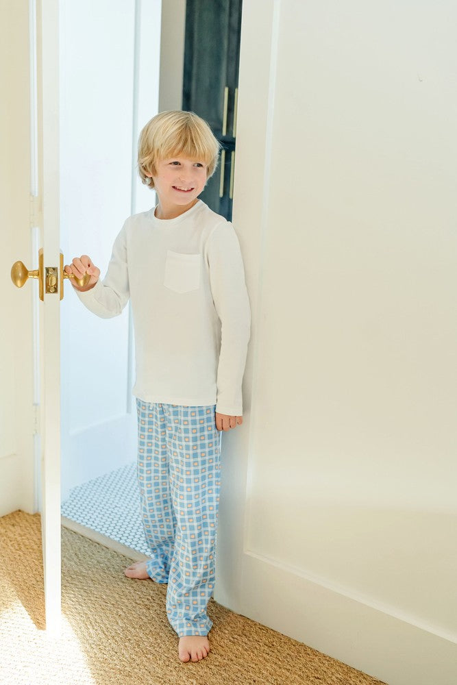 Lila & Hayes Boys Beckett Hang Out Pants - Blue Pumpkin Plaid