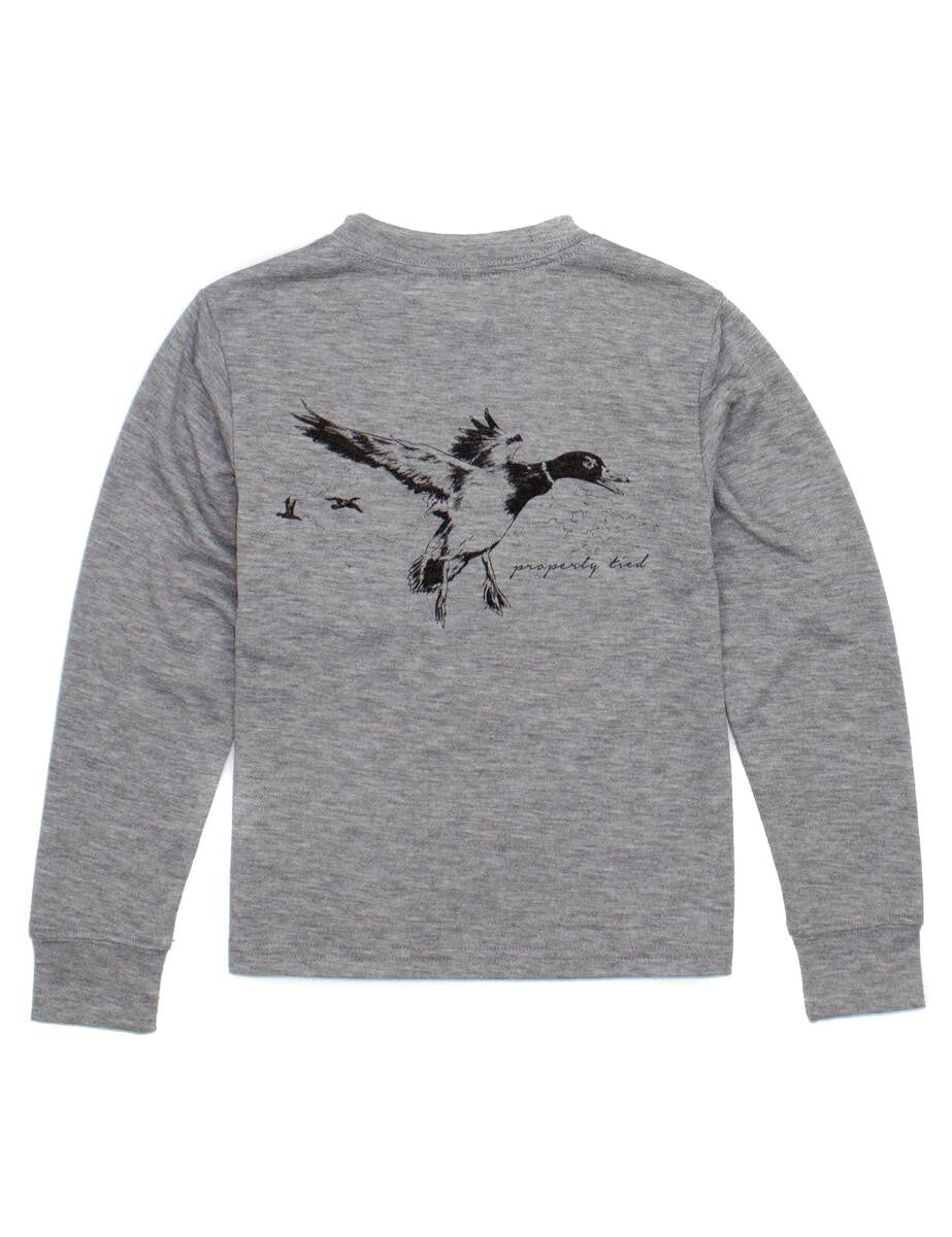 Properly Tied Portland Pocket Tee Shirt - Heather Grey Flying Duck