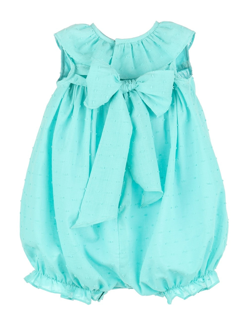 Sophie & Lucas Baby Girls Aqua Candy Dotted Swiss Bubble - Bow on Back