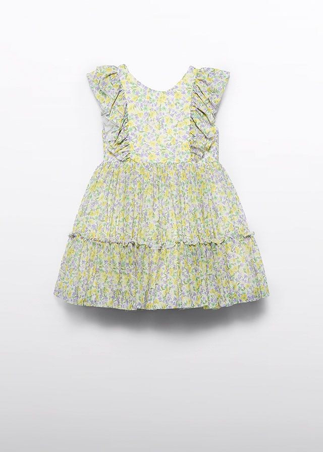 Abel & Lula Girls Lavender & Yellow Tulle Floral Dress