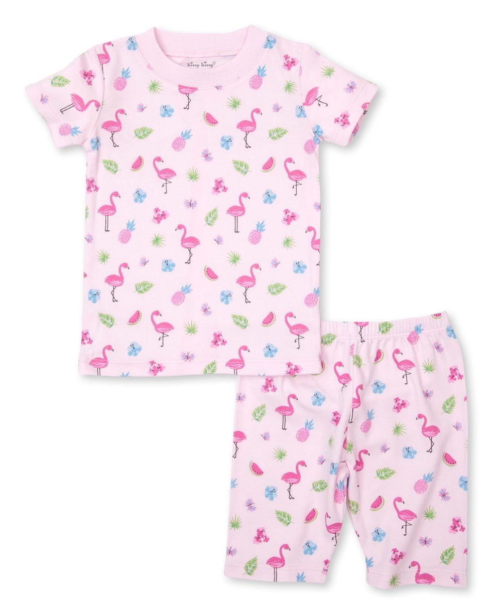 Kissy Kissy Girls Short Pajamas - Aloha Pink Flamingo Print