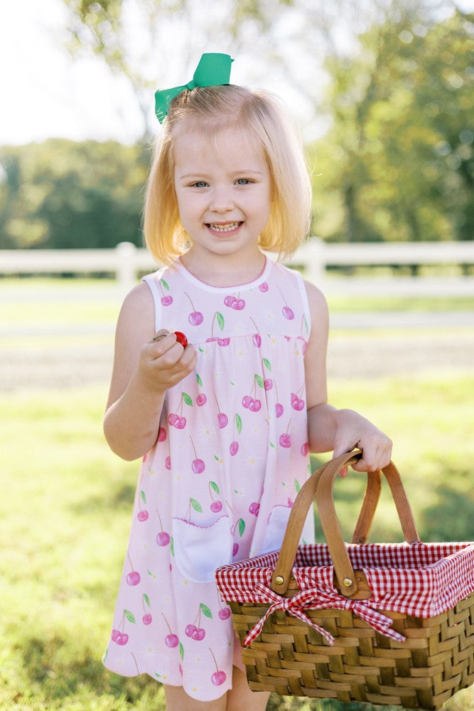 Proper Peony Pima Girls Pink Cherry Blooms Dress