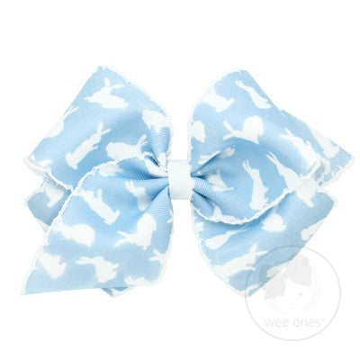 Wee Ones Girls Hair Bow - Easter Bunny - Blue