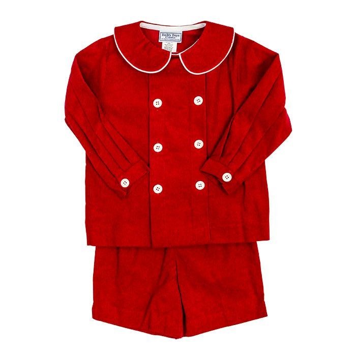Bailey Boys Dressy Shorts Set - Red Corduroy by Bailey Boys