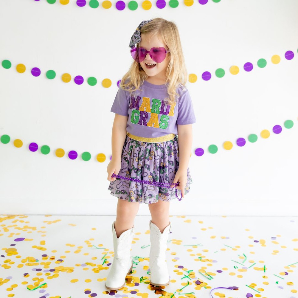 Sweet Wink Girls Lavender Mardi Gras Tutu Skirt - Print by Sweet Wink