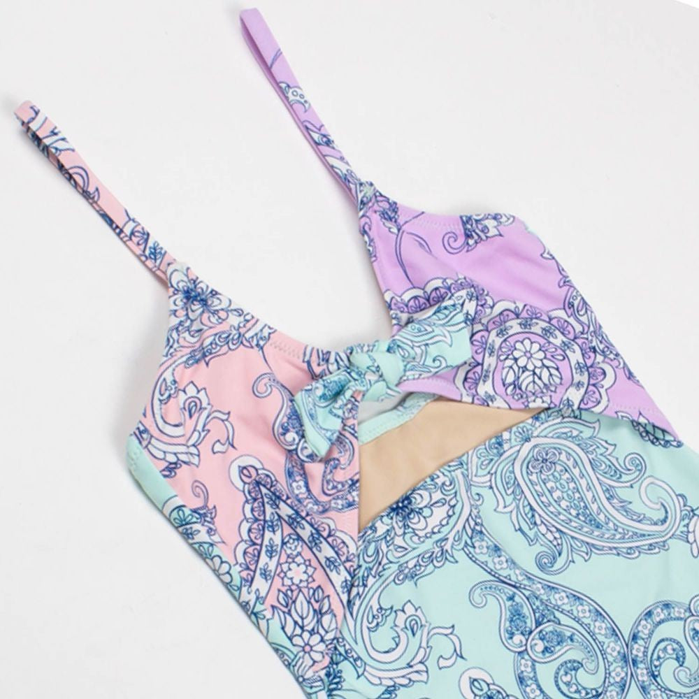 Shade Critters Girls Monokini Swimsuit - Paisley Color Block