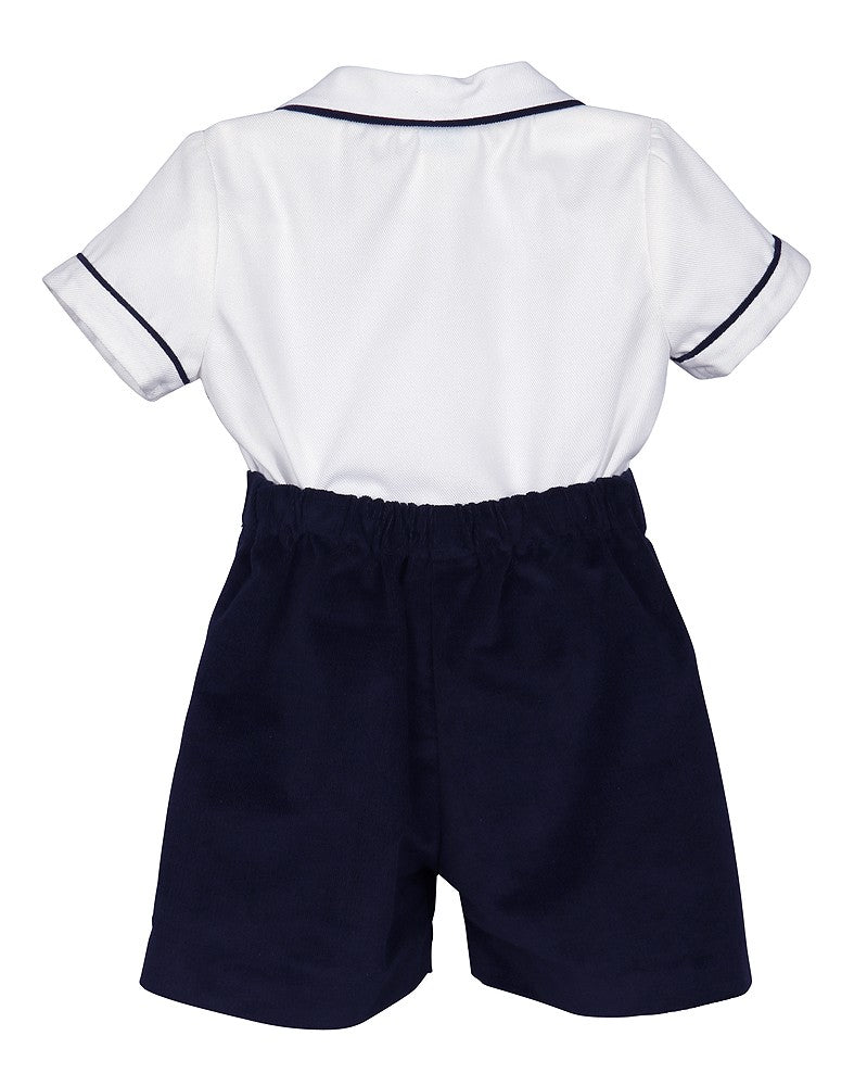 Luli & Me Baby / Toddler Boys Navy Blue Cord Button On Outfit