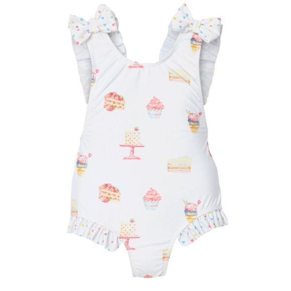 Sal & Pimenta Girls Swimsuit - Bows on Back & Shoulders - Birthday Celebration