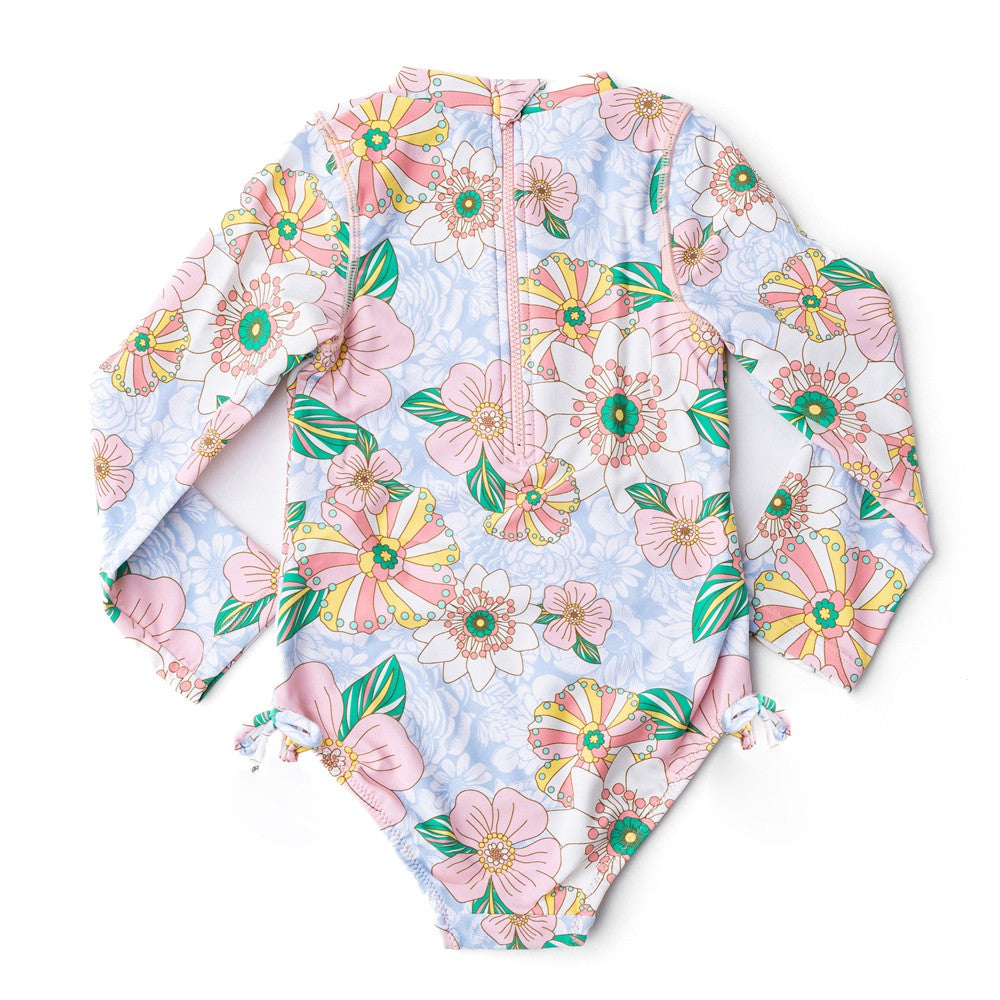 Shade Critters Girls Long Sleeve One Piece Swimsuit - Retro Floral by Shade Critters