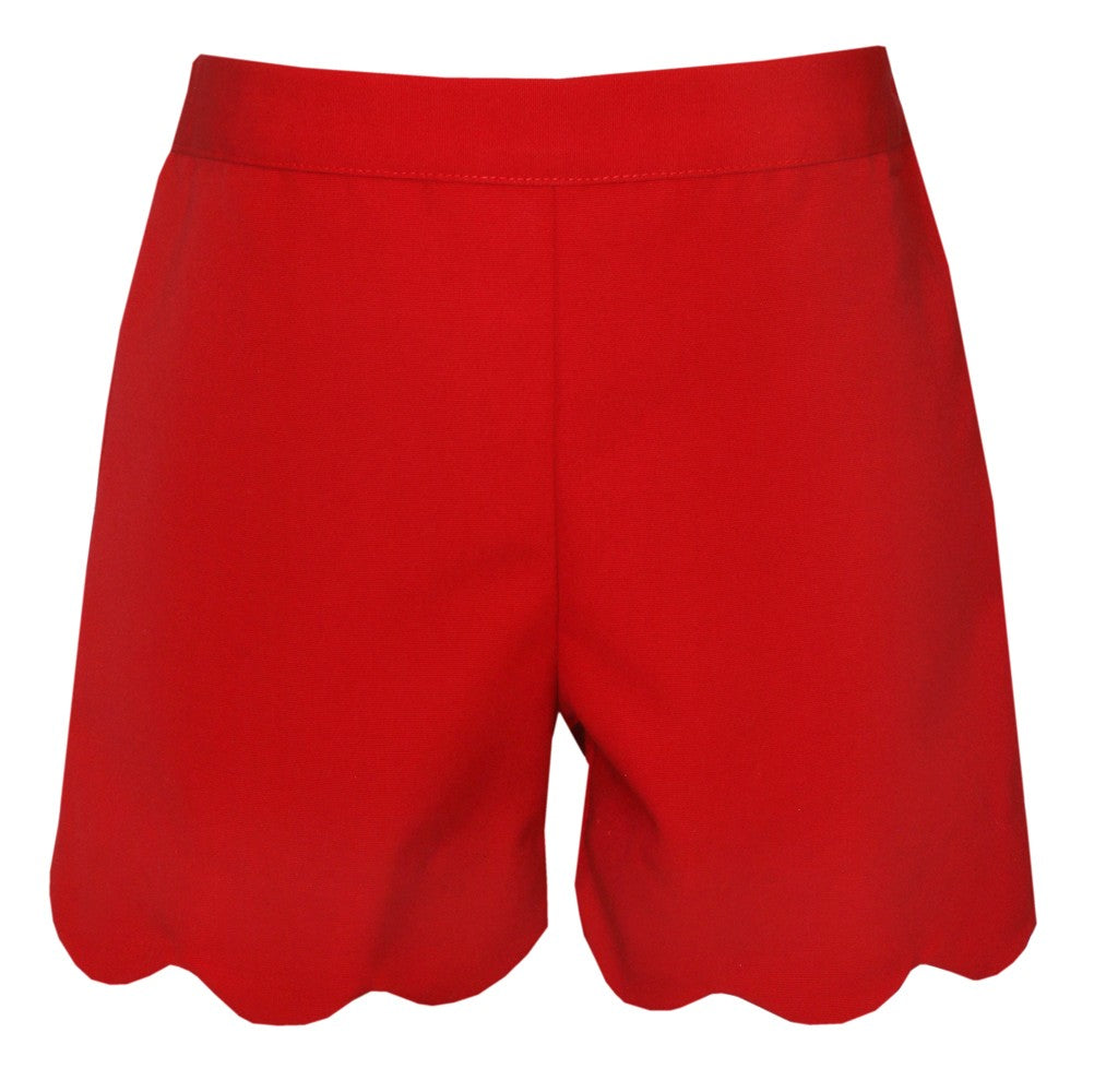 Anavini Girls Scallop Shorts - Red