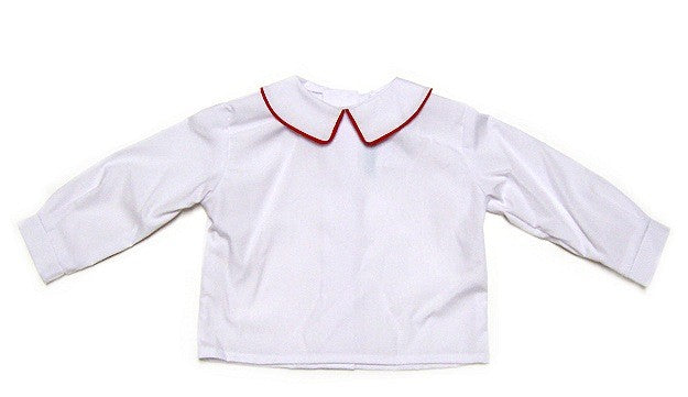 Funtasia Too Boys White Dress Shirts - Long Sleeves - Red Piping on Collar