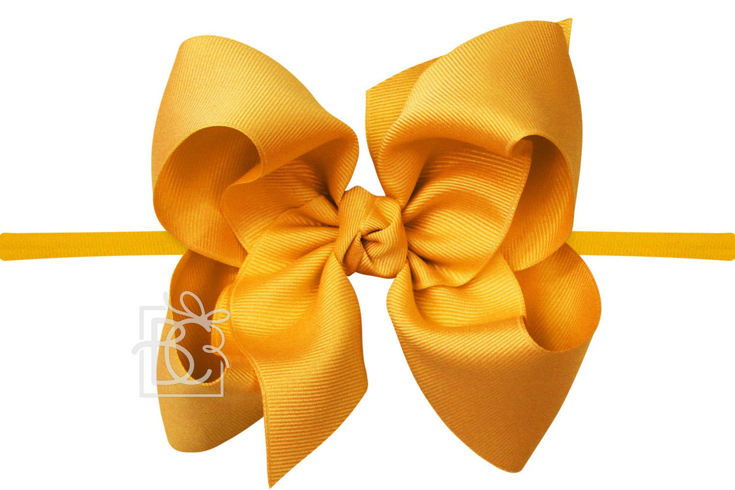 Beyond Creations Girls 1/4" Pantyhose Headband with Attached Bow - Grosgrain - Yellow Gold Mustard