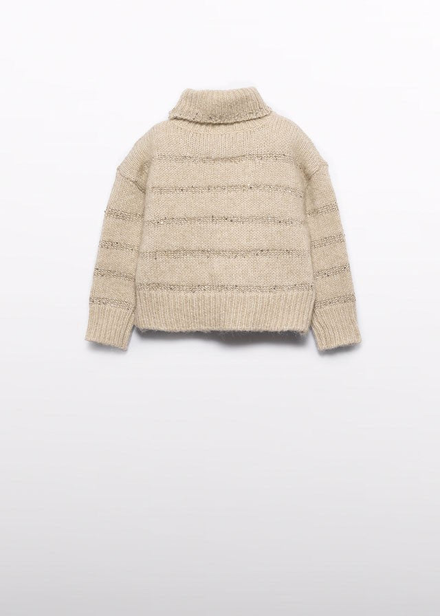 Abel & Lula Girls Gold Sequins Striped Sweater