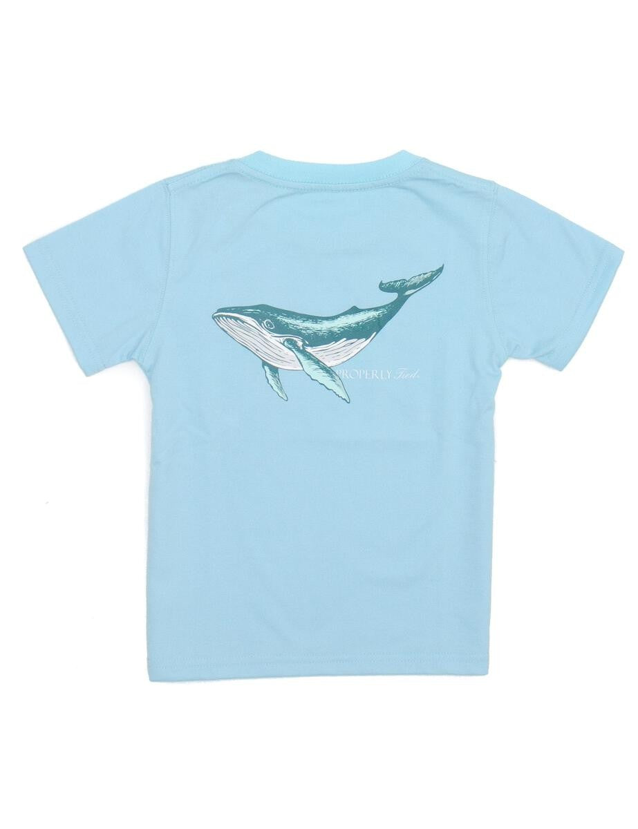 Properly Tied T-Shirt - Logo Pocket on Front - Back Graphic - Powder Blue Oh Whale