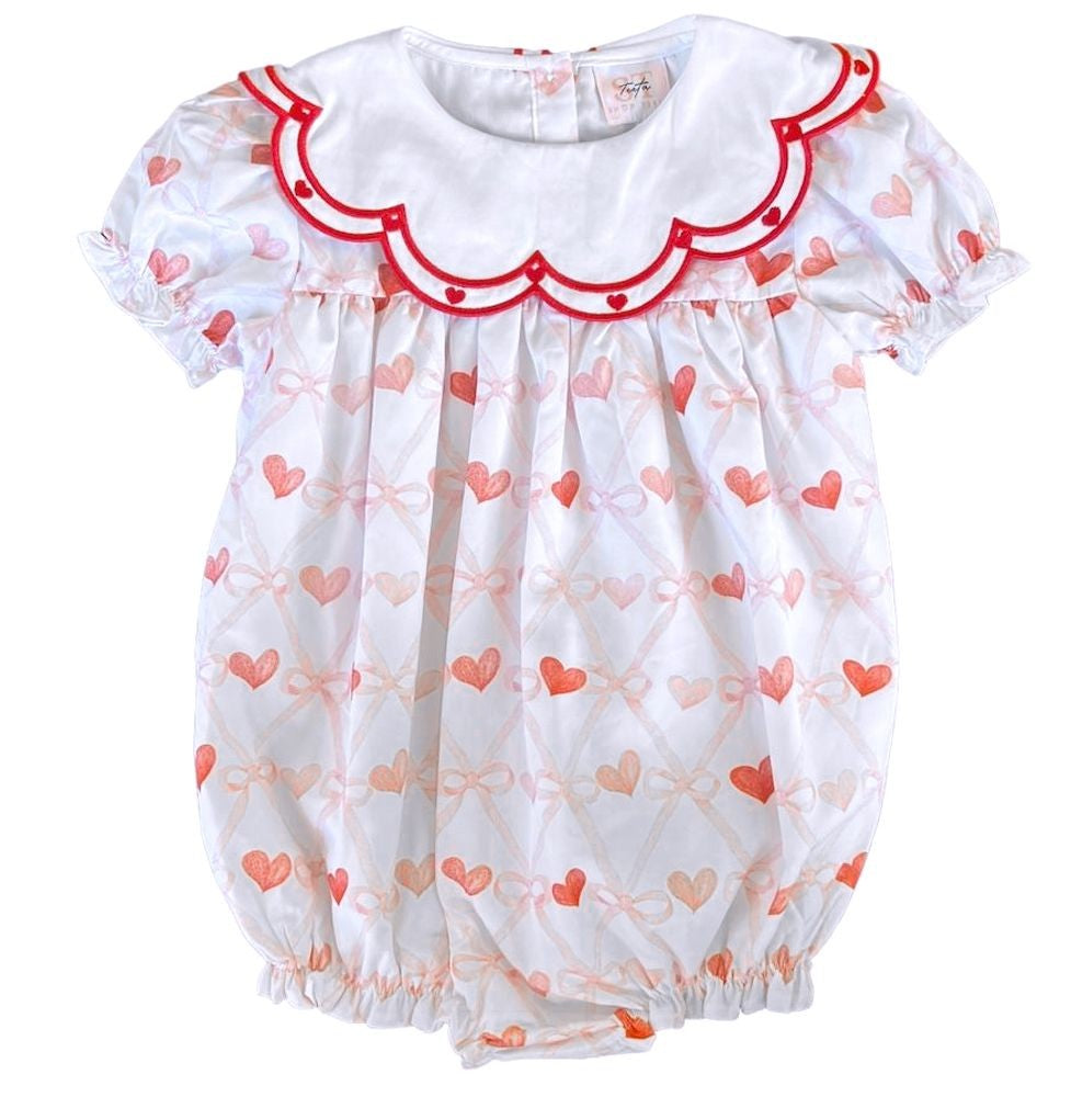 Shop Teeta Baby Girls Ally Bubble - Valentine Hearts - Fancy Collar