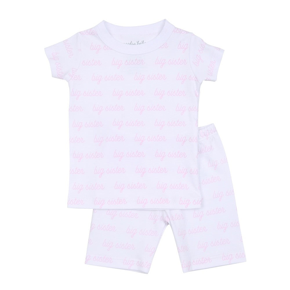 Magnolia Baby Big Sister Printed Big Short Pajamas - Pink