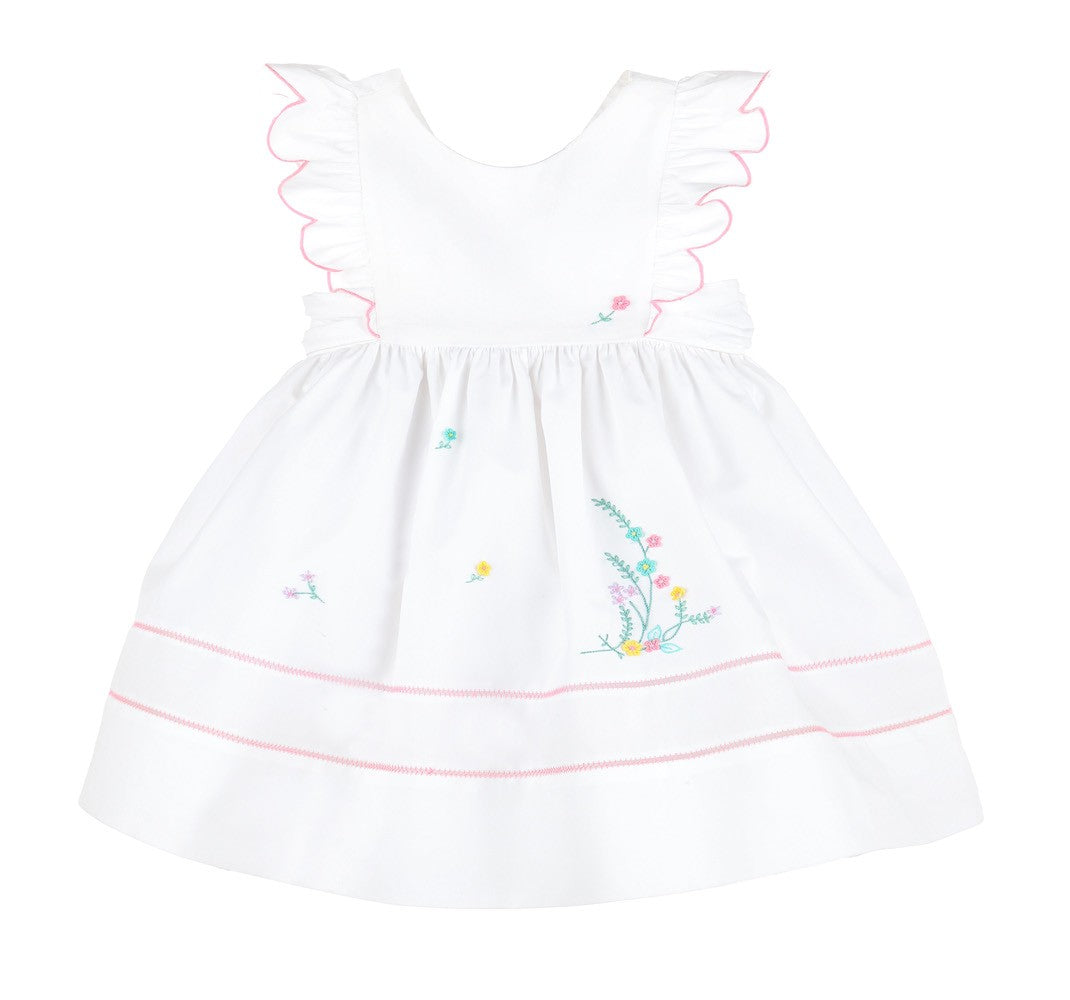 Sophie & Lucas Girls White Sunny Spring Broderie Dress