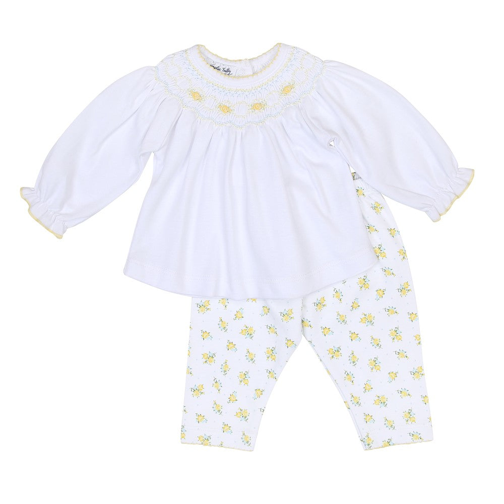 Magnolia Baby Girls Yellow Faith's Classics Smocked Pant Set