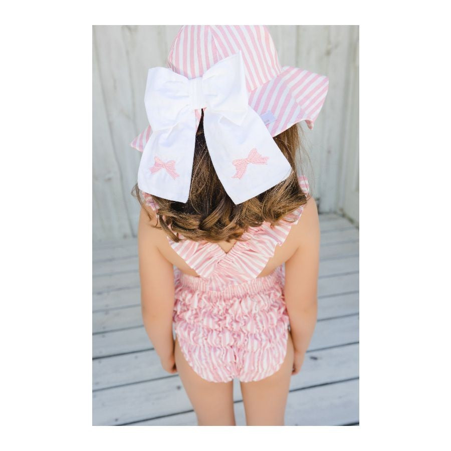 Sal & Pimenta Girls Swimsuit - Pink Ravello - Frilled with Embroidery Bow
