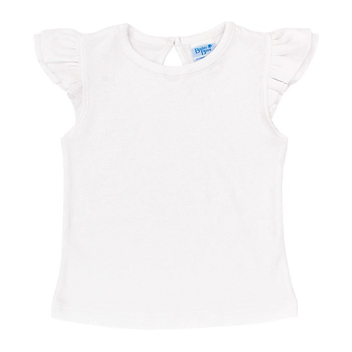 The Bailey Boys Girls Ruffle Sleeve Top - White