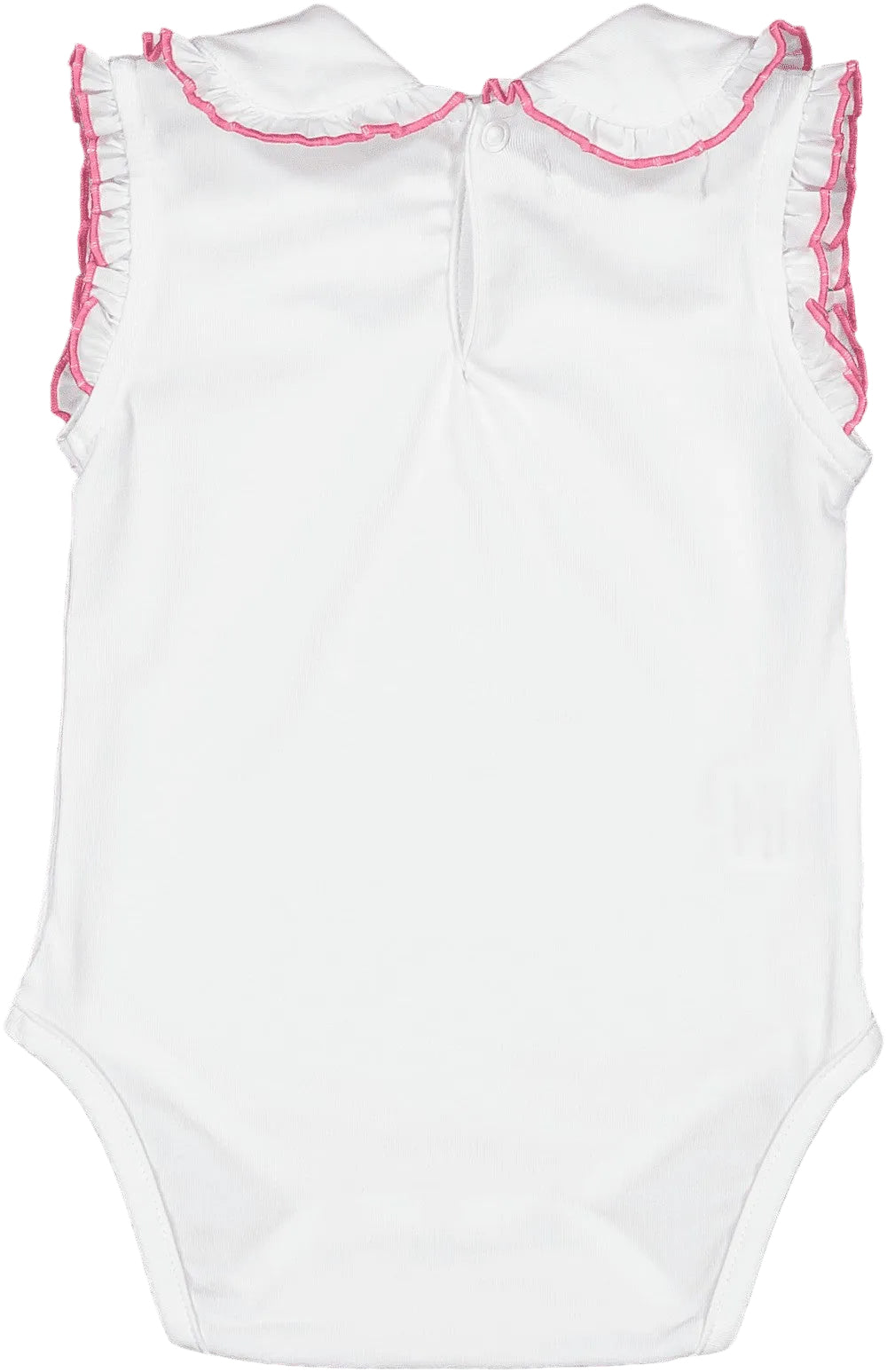 Sal & Pimenta Baby Girls Onesie - White with Hot Pink Trim by Sal & Pimenta