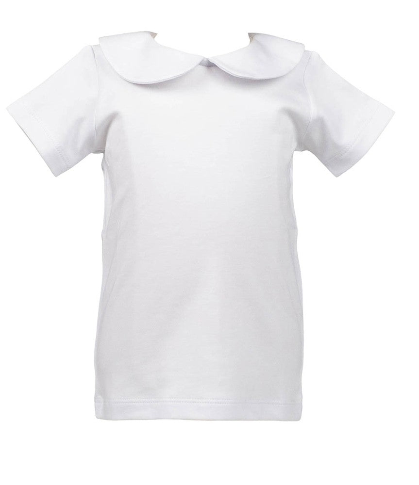 Proper Peony Pima Boys Short Sleeve Shirt - Peter Pan Collar - White