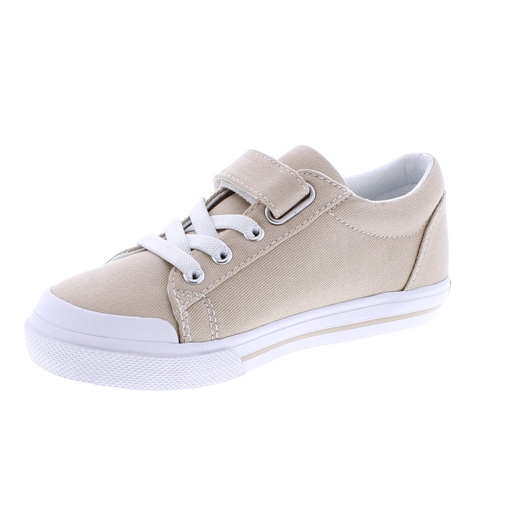 Footmates Kids Shoes - Jordan Vulcanized Canvas with Velcro - Stone