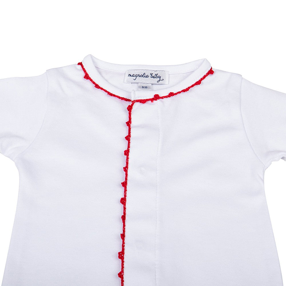 Magnolia Baby Holiday Baby Joy White Christmas Converter Gown - Red Trim