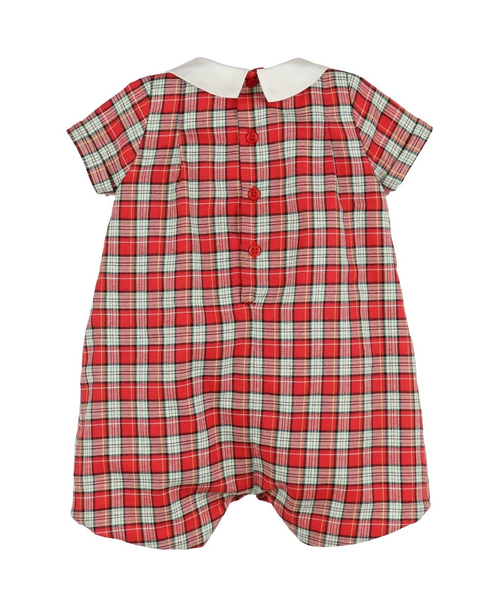 Luli & Me Baby Boys Red Holiday Scottish Tartan Bubble