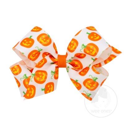 Wee Ones Girls Novelty Hair Bow - Halloween Jack-O-Lanterns