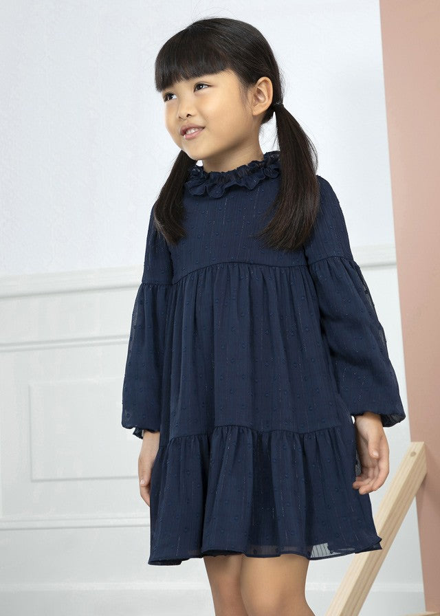 Abel & Lula Girls Plumeti Dotted Swiss Tiered Dress - Navy Blue Best Dressed Child Abel & Lula Girls Plumeti Dotted Swiss Tiered Dress - Navy Blue Best Dressed Child