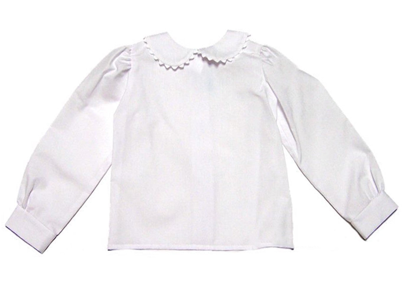 Funtasia Too Girls White Blouse - Peter Pan Collar and Long Sleeves - Rick Rack Trim